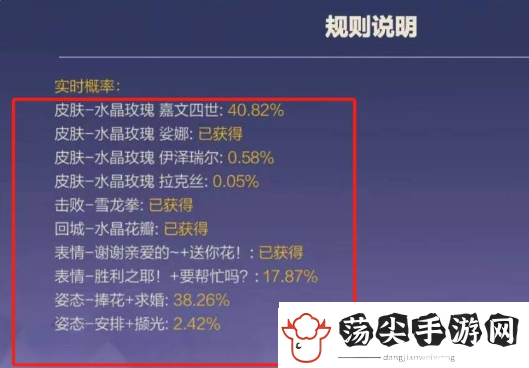 英雄联盟手游水晶玫瑰抽奖几率