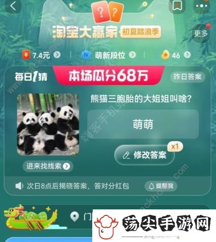 熊猫三胞胎的大姐姐叫啥今日答案